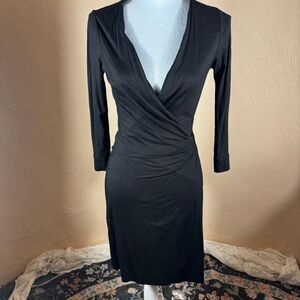 Diane von Furstenberg DVF New Julian Two Mini Wrap Dress – Black | Size 6